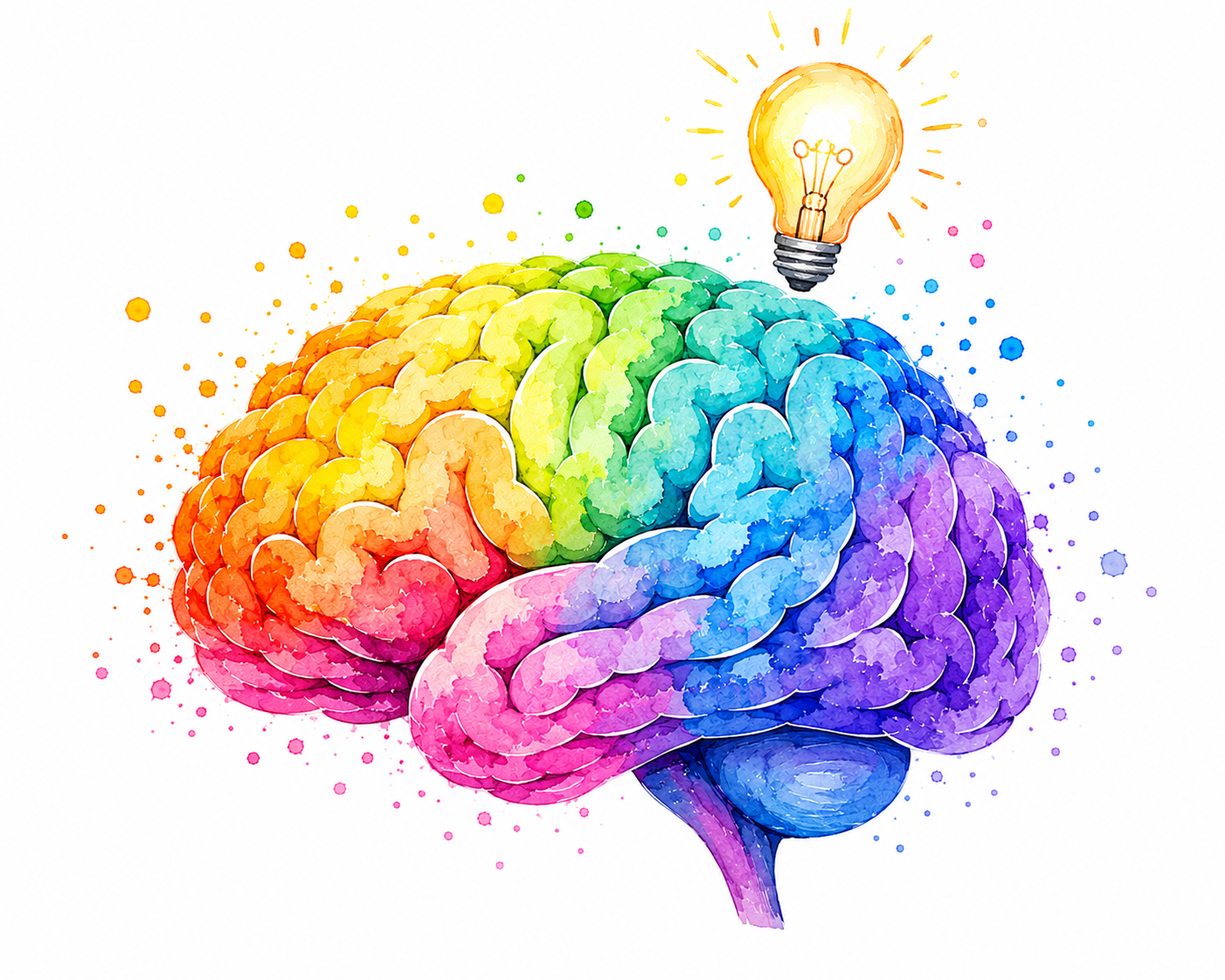 Ein buntes Gehirn als Symbol für Neurodiversität